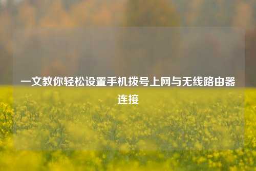 一文教你轻松设置手机拨号上网与无线路由器连接