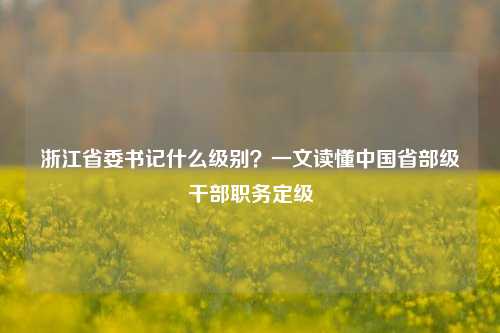 浙江省委书记什么级别？一文读懂中国省部级干部职务定级