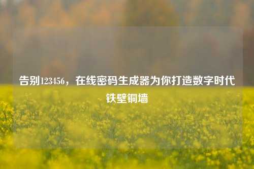 告别123456，在线密码生成器为你打造数字时代铁壁铜墙