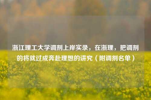浙江理工大学调剂上岸实录，在浙理，把调剂的将就过成奔赴理想的讲究（附调剂名单）