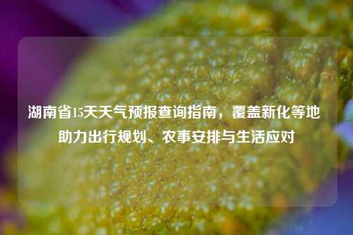 湖南省15天天气预报查询指南,覆盖新化等地 助力出行规划、农事安排与生活应对