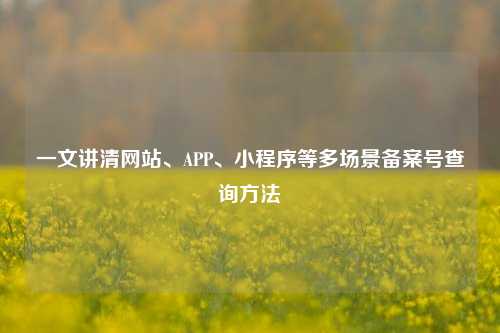 一文讲清网站、APP、小程序等多场景备案号查询方法