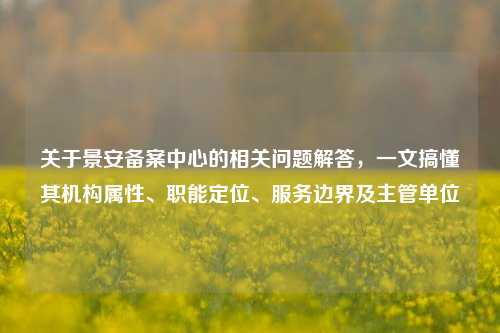 关于景安备案中心的相关问题解答，一文搞懂其机构属性、职能定位、服务边界及主管单位