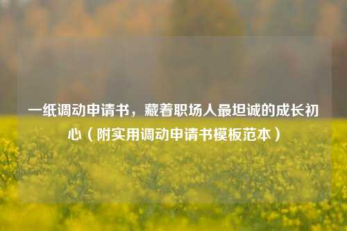 一纸调动申请书，藏着职场人最坦诚的成长初心（附实用调动申请书模板范本）