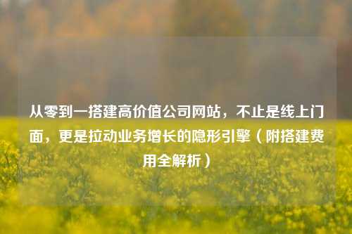 从零到一搭建高价值公司网站，不止是线上门面，更是拉动业务增长的隐形引擎（附搭建费用全解析）