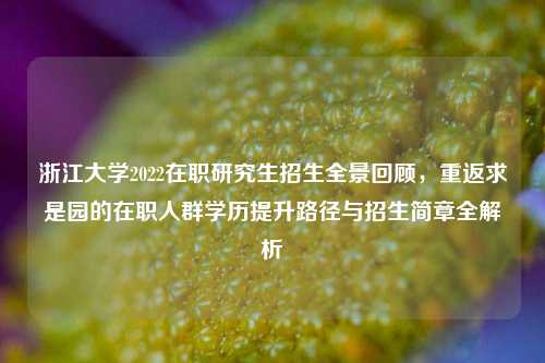 浙江大学2022在职研究生招生全景回顾，重返求是园的在职人群学历提升路径与招生简章全解析
