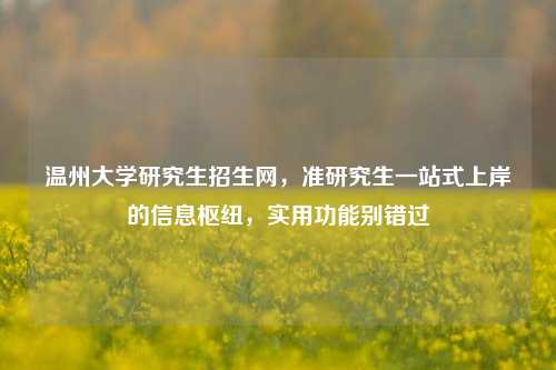 温州大学研究生招生网，准研究生一站式上岸的信息枢纽，实用功能别错过