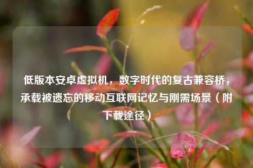 低版本安卓虚拟机，数字时代的复古兼容桥，承载被遗忘的移动互联网记忆与刚需场景（附下载途径）