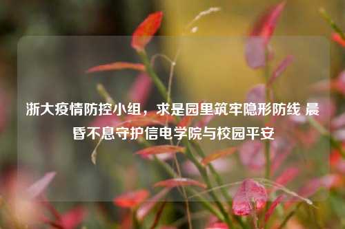 浙大疫情防控小组，求是园里筑牢隐形防线 晨昏不息守护信电学院与校园平安