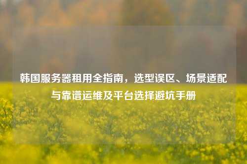 韩国服务器租用全指南，选型误区、场景适配与靠谱运维及平台选择避坑手册